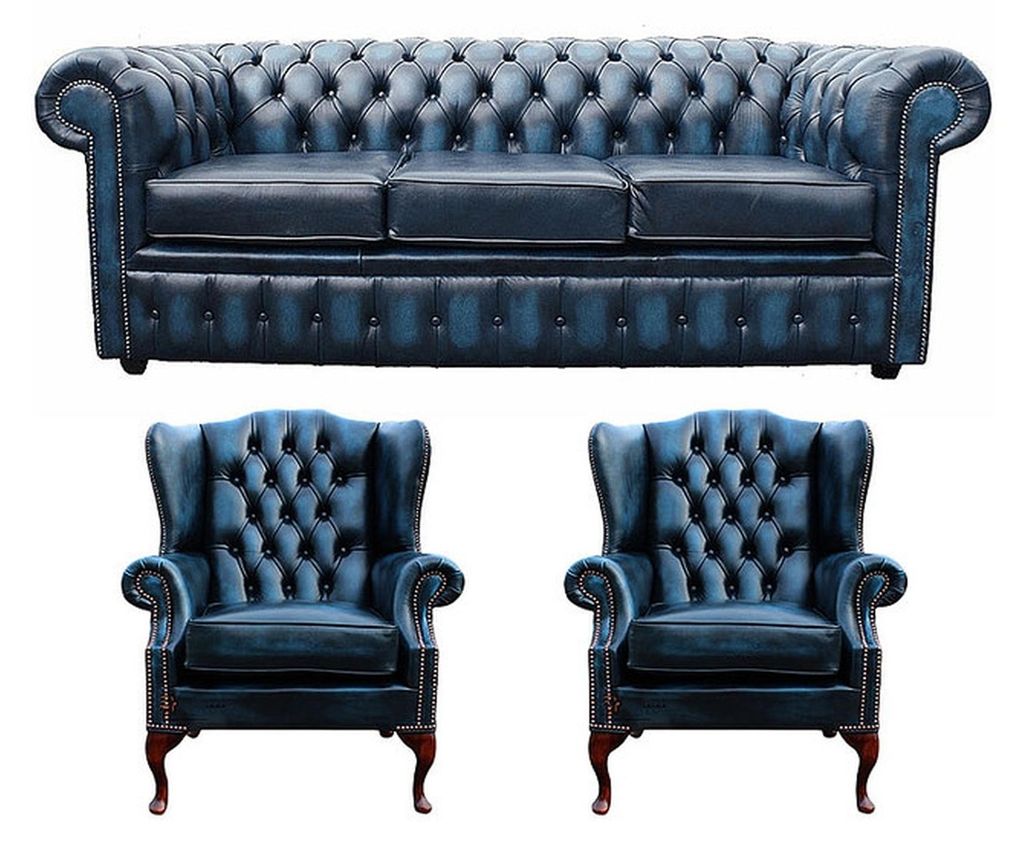 Design Chesterfield Möbel Couch Sofa Ohrensessel Polster Sitz Leder Textil Sofas