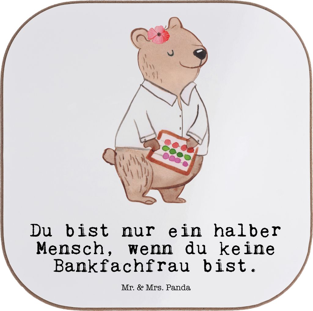 Mr. & Mrs. Panda Untersetzer für Gläser Bankfachfrau Herz - Weiß - Geschenk, Tassenuntersetzer, Flaschenuntersetzer, Lustig, Tischschoner, Ausbi...