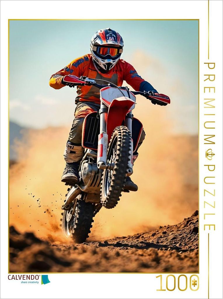 CALVENDO Puzzle Wheelie Power - Motocross pur | 1000 Teile Lege-Größe 64x48cm Foto-Puzzle für glückliche Stunden