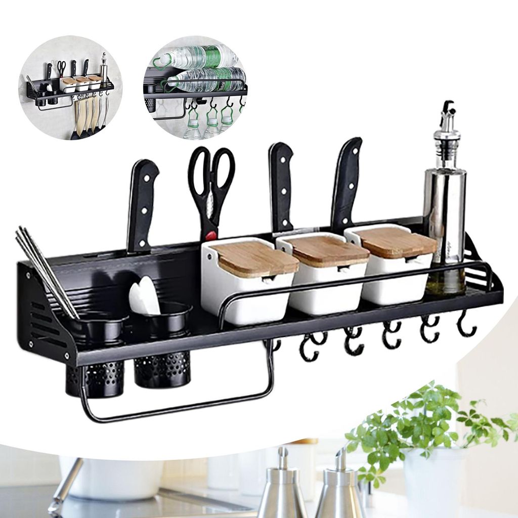 Gewürzregal mit 10 Haken 80CM Küchenregal Küchen Wandregal Produktbild 