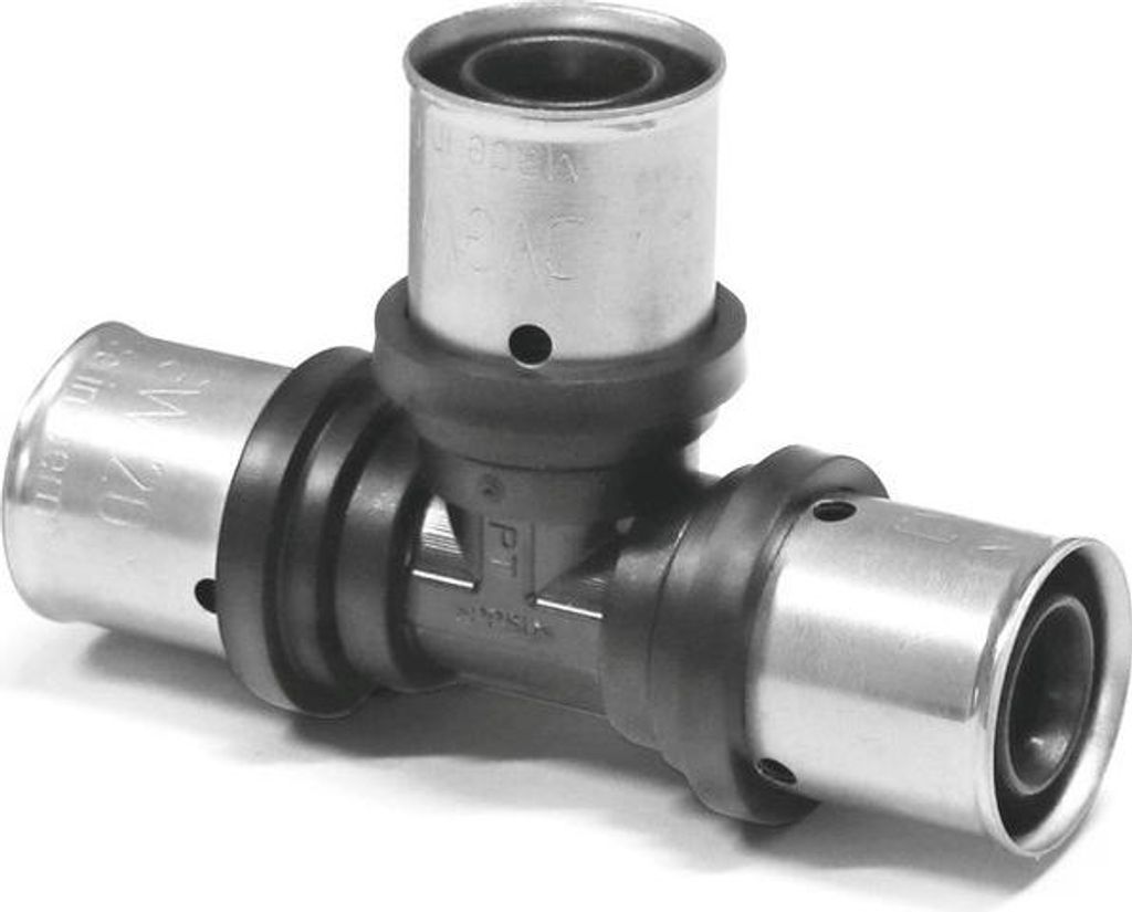 3 x THPRESS Pressfitting T-Stück gleiche Abgänge TH Kontur, Größe 16x2, PPSU (Pack à 3 Stück)