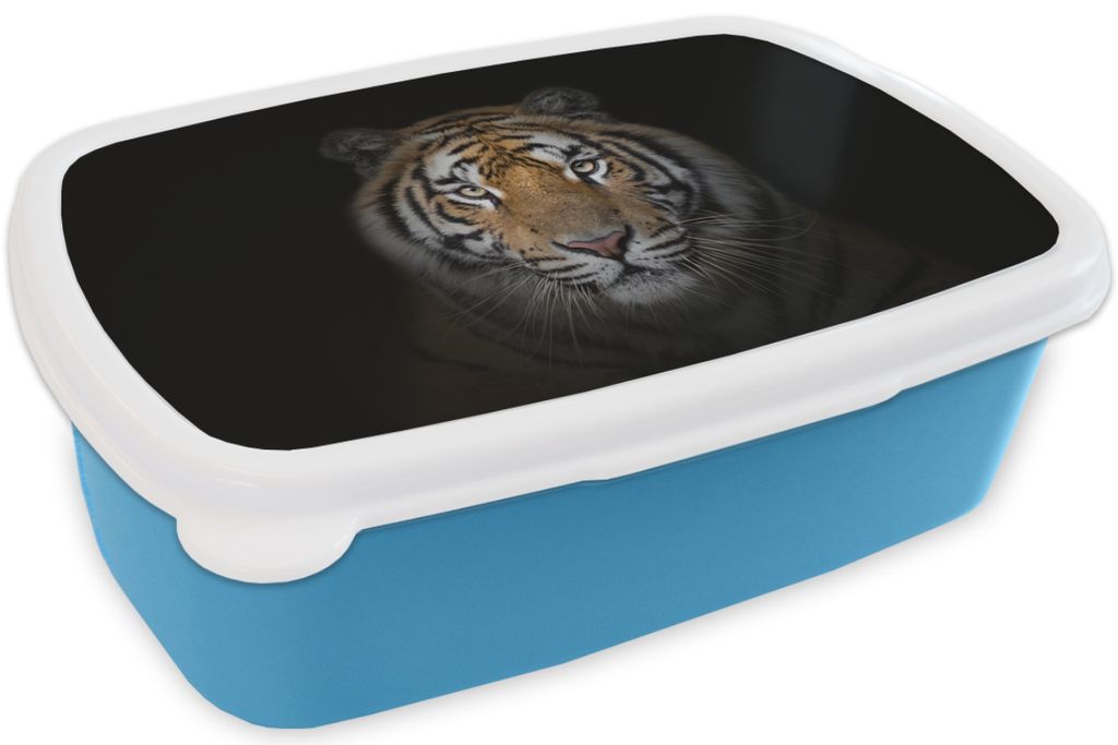 KitchenYeah Lunchbox Brotzeit Brotdose 17x11 cm Tiger - Wildtiere - Porträt - Schwarz - Tiere Kinder Brotzeitdose - Lunch - Kunststoff - Brotb...