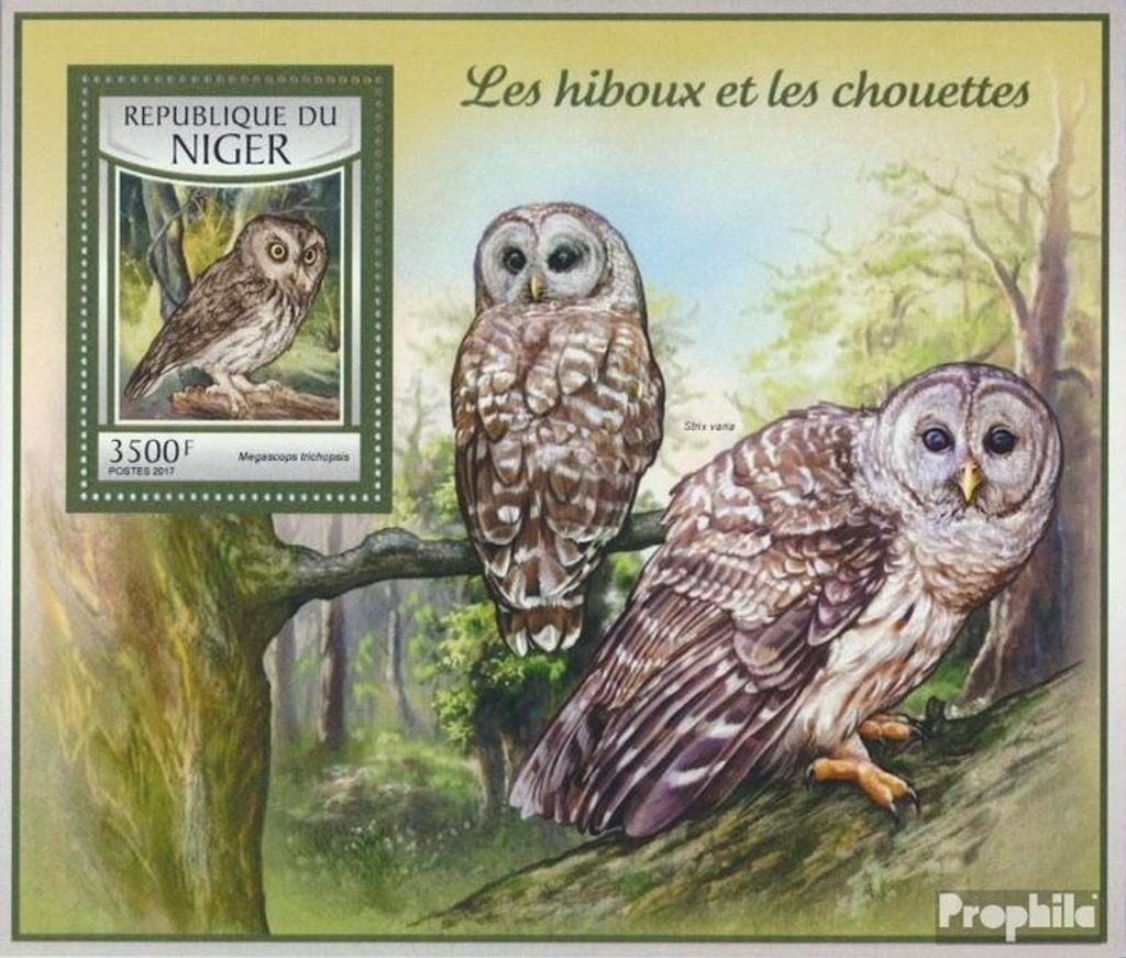 Briefmarken Niger 2017 Mi Block 655 (kompl. Ausg.) postfrisch Eulen