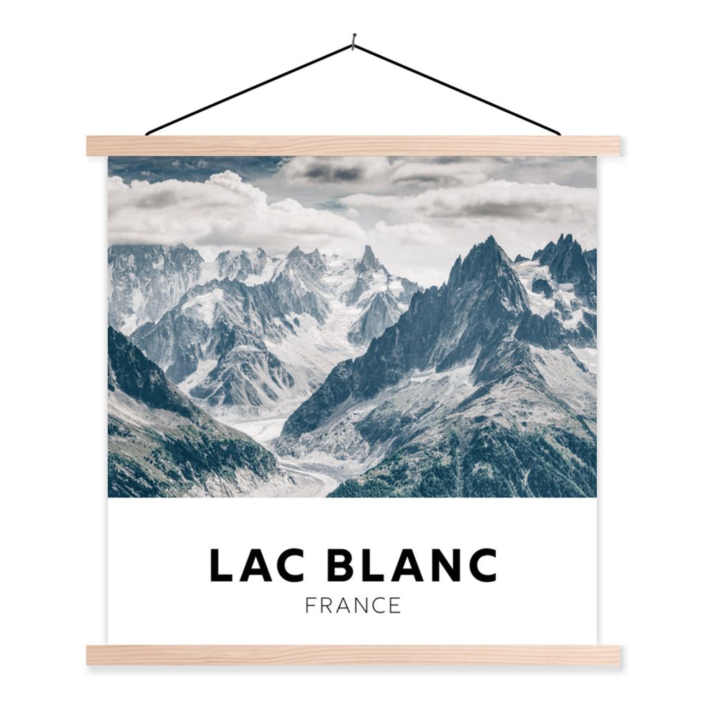 MuchoWow Textilposter Frankreich - Berge - Natur 120x120 cm mit holzfarbenen Rahmen - Textil-Poster