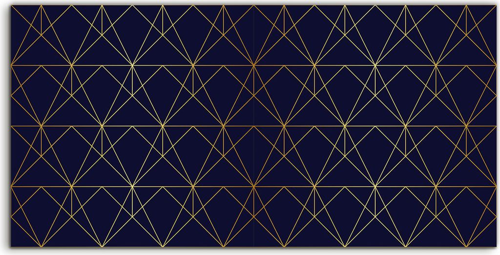 Coloray - Glasbild - 100x50 cm - Wandbild - Glasbilder - Foto Bild Geometrisch golden und blau