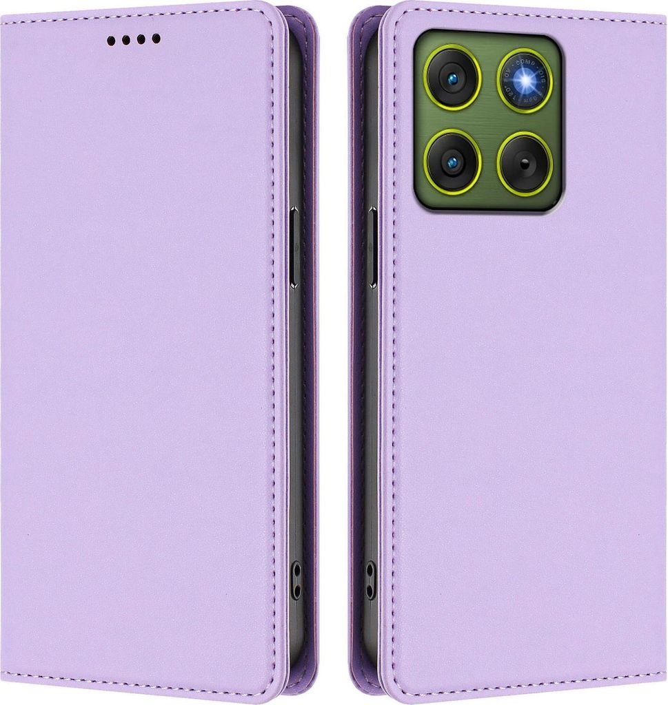 Handyhülle für Motorola Edge 70, Kunstleder Klapphülle Stoßfeste Magnetische Hülle mit Ständer Violett