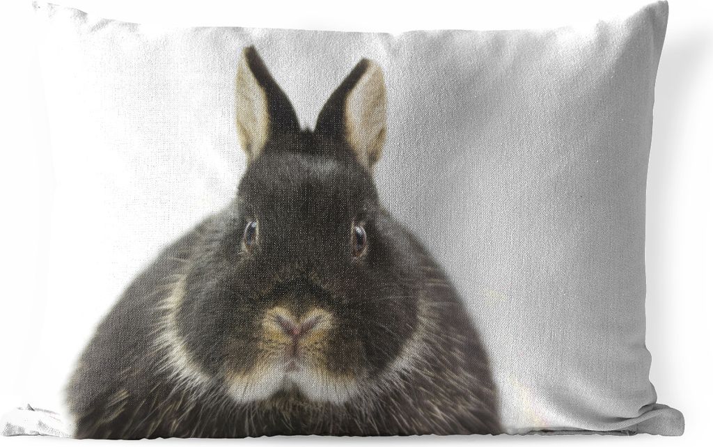 MuchoWow Outdoor Kissen - Kaninchen - Haustiere - Fell - 60x40 cm - Wetterfest - Lounge Kissen - Zierkissen - Kissen für Innenräume
