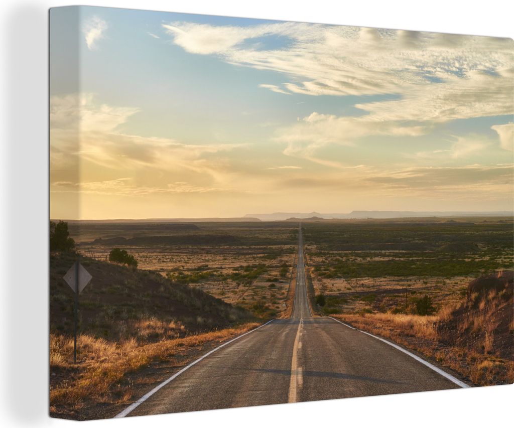 OneMillionCanvasses - Leinwandbilder - 140x90 cm, USA - New Mexico - Straße, Wandbilder Kunstdruck Wanddekoration