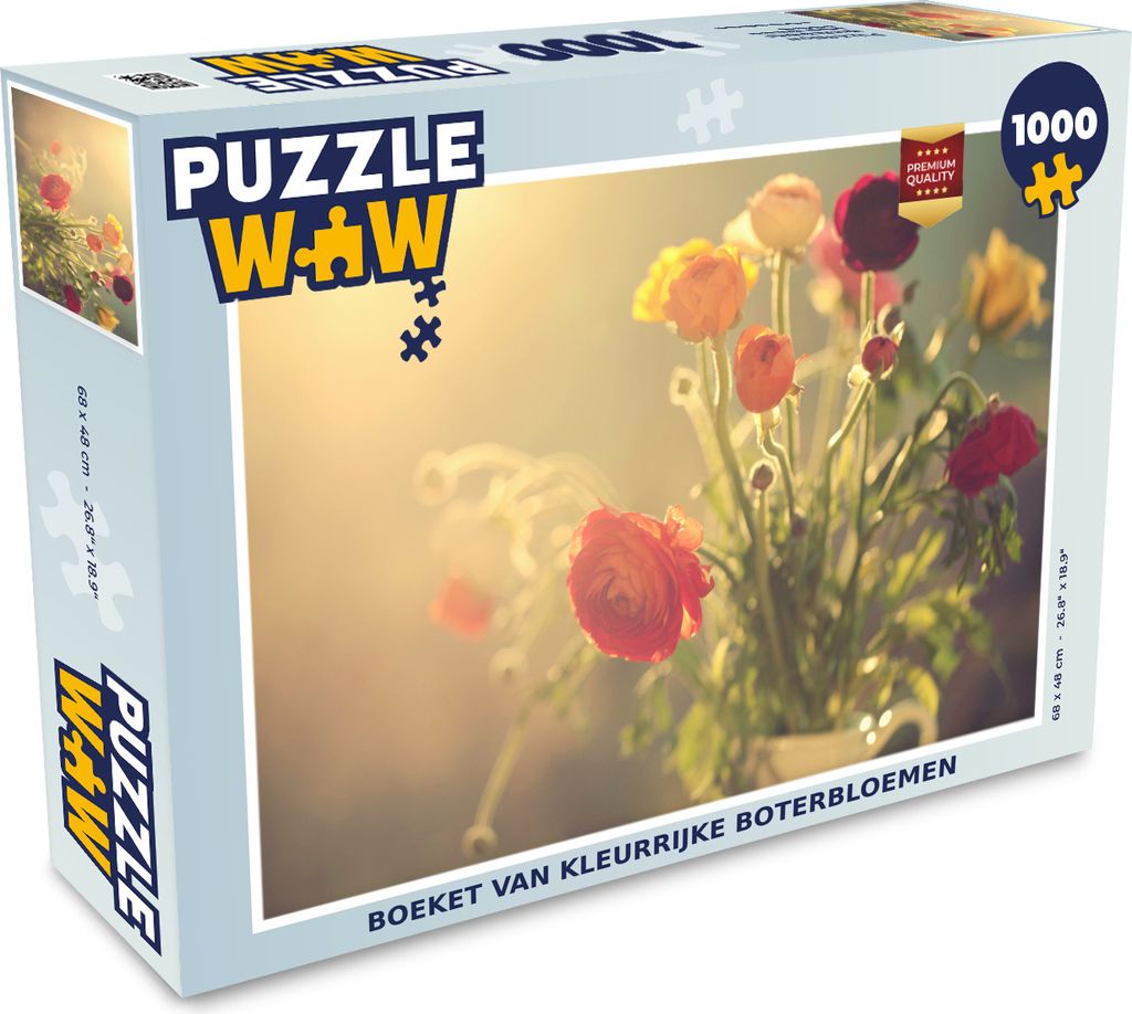 MuchoWow Puzzle 1000 Teile Blumenstrauß aus bunten Butterblumen - Erwachsene - Rätsel