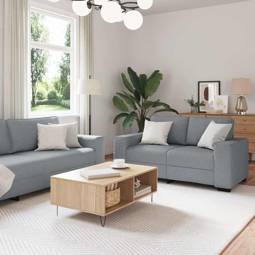 Maison Exclusive - 2-tlg. Sofagarnitur mit Kissen Hellgrau Stoff