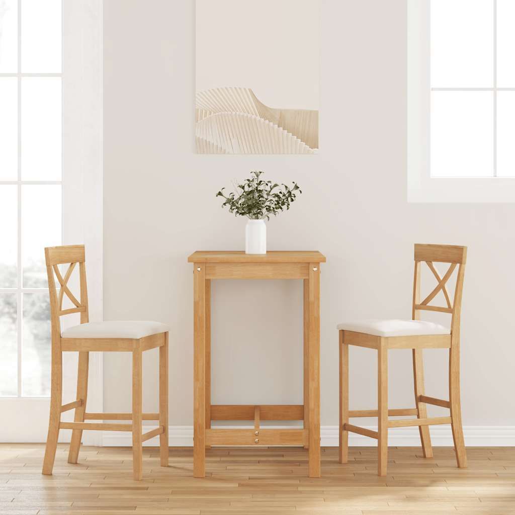 Maison Exclusive - Barhocker mit Kissen 2 Stk. Natur Massivholz Gummibaum
