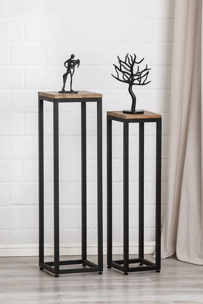 Supports pour Plantes et Vases en Métal Noir et Brun Lot de 2 Gilde
