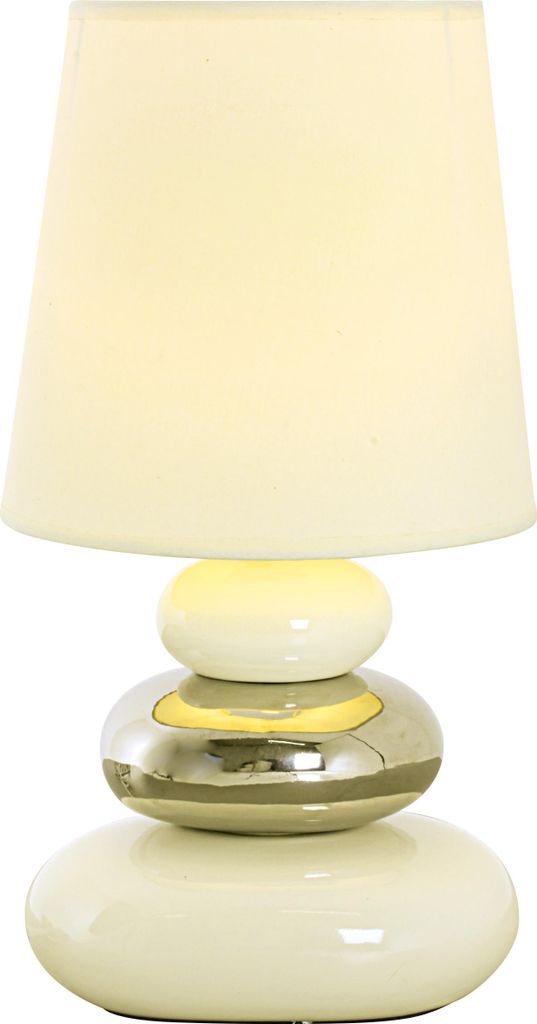 Näve 3045323 Stoff-Tischleuchte ; Farbe: Weiß / Chrom Produktbild 