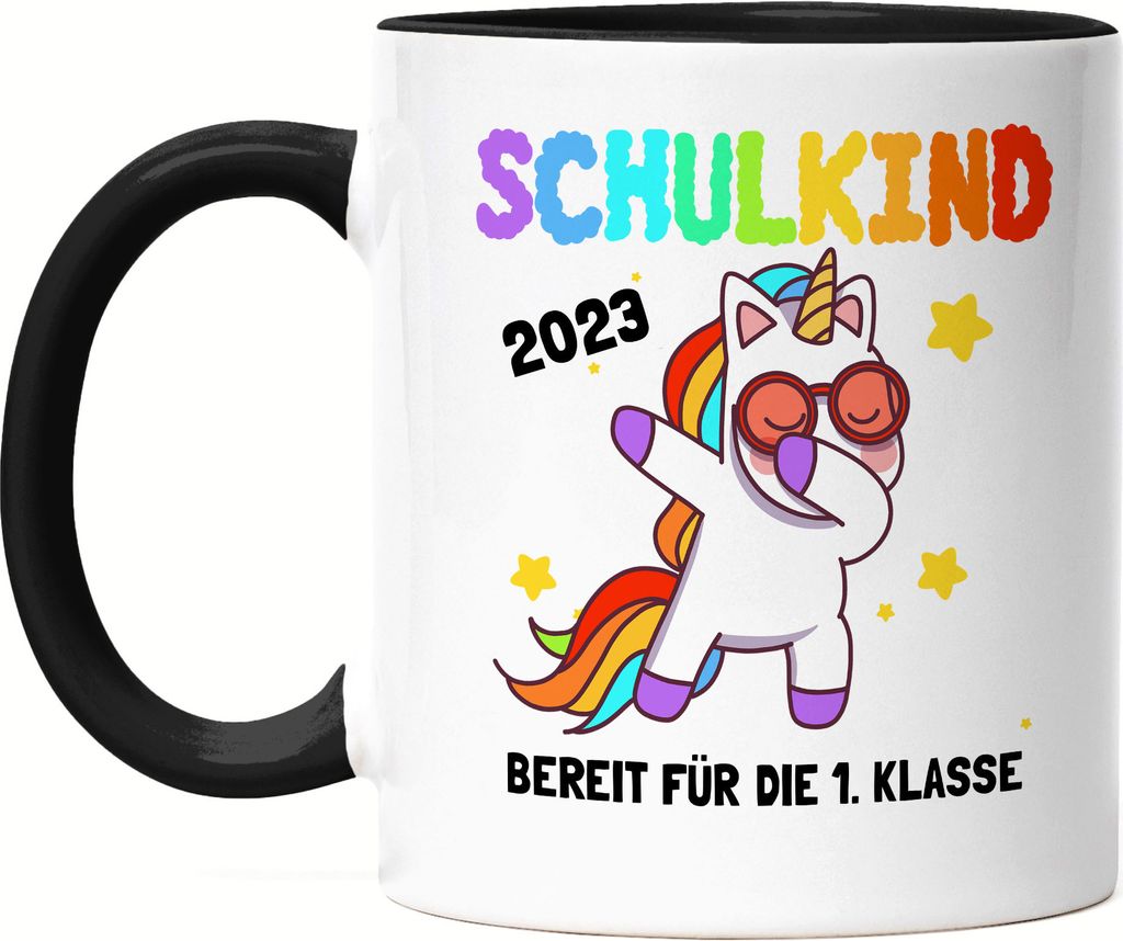 Schulkind 2023 Tasse Schwarz Einschulung Einhorn Dab Schulanfang Schule Erstklässler Schuleinführung