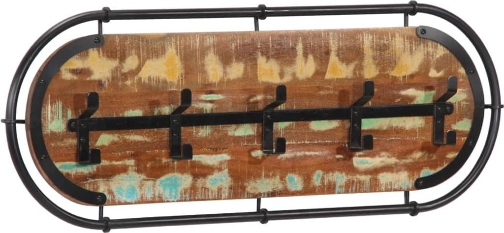 Wandgarderobe mit 5 Haken Altholz Massiv