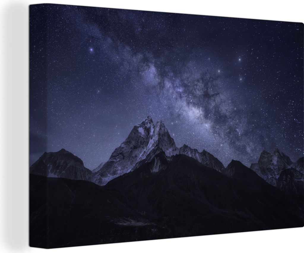 OneMillionCanvasses - Leinwandbilder - 150x100 cm, Eine beeindruckende Milchstraße in der Nacht sichtbar, Wandbilder Kunstdruck Wanddekoration