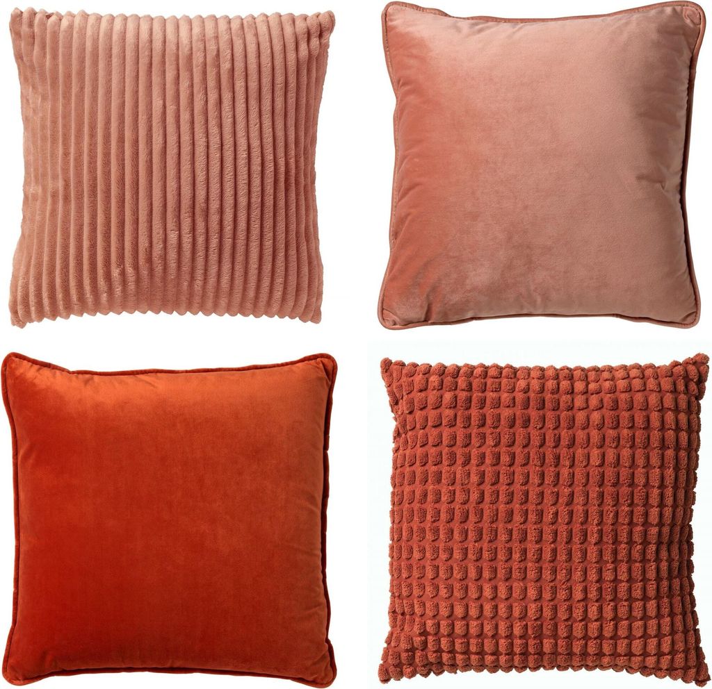 Dutch Decor Dekokissen-Set Unifarbe Mixed Textures 45x45 cm Rosa