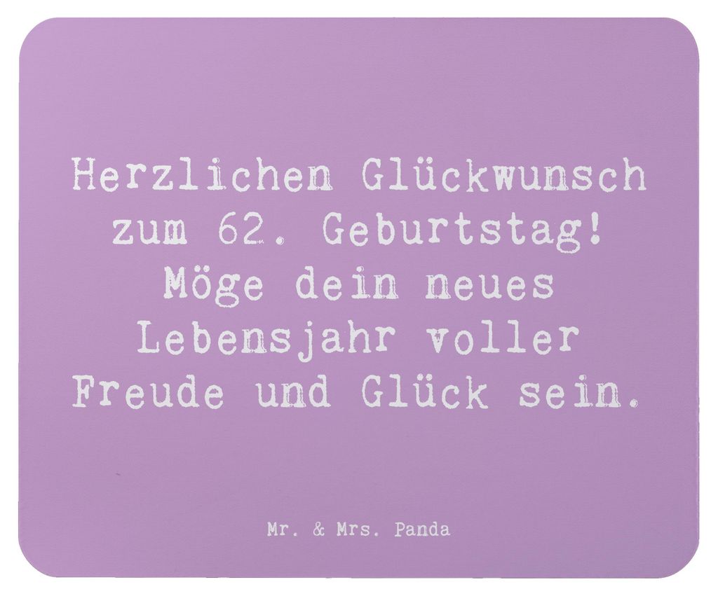 Mr. & Mrs. Panda Mauspad Spruch 62. Geburtstag - Lavendeltraum - Geschenk, pc, Geburtstagsgeschenk, handgefertigt, laptop, mousepad, Mouse Pad, lie...