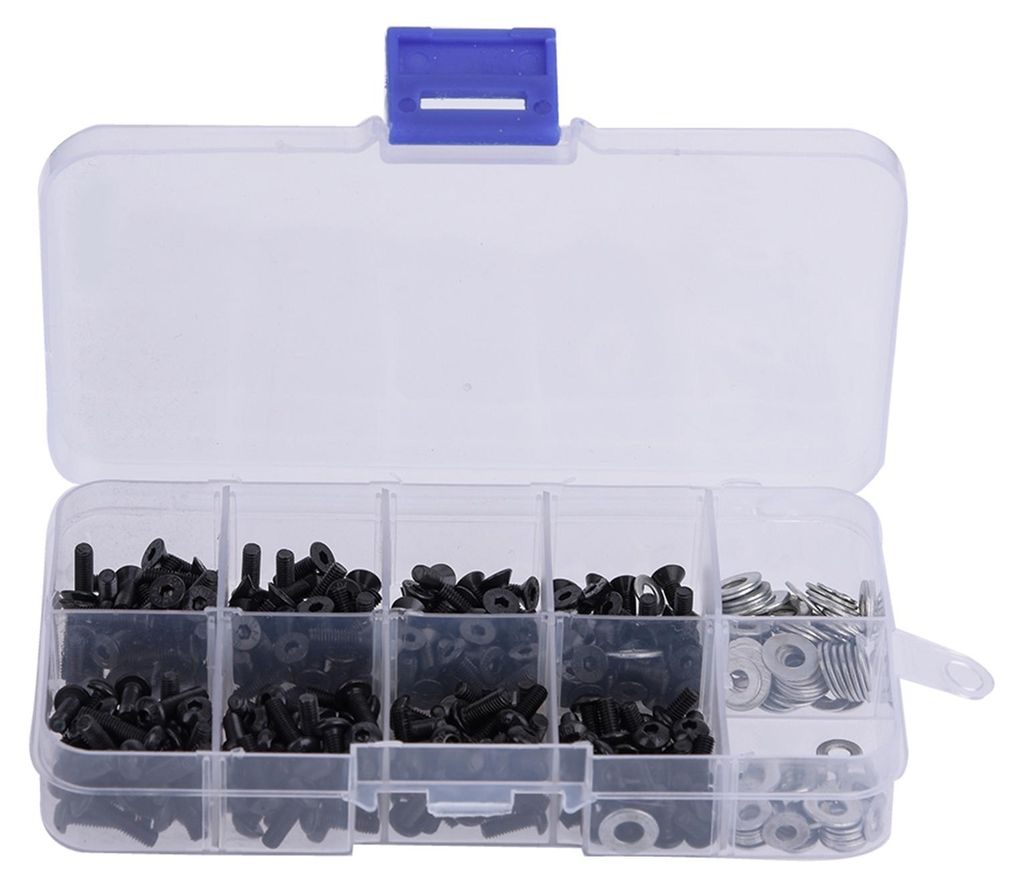 Flach- und Rundkopfschrauben-Set, Zubehörbox für 1/10 HSP RC Car (340 Stück/Box)
