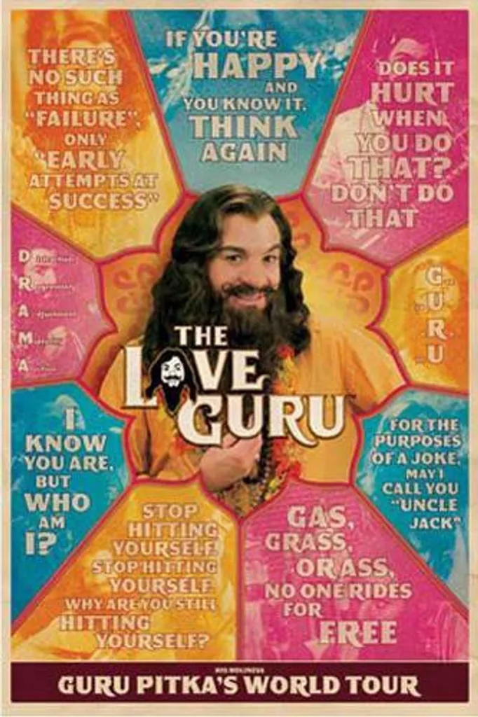 Affiche Love Guru World Tour avec cadre Shinsuke Maxi aluminium argenté