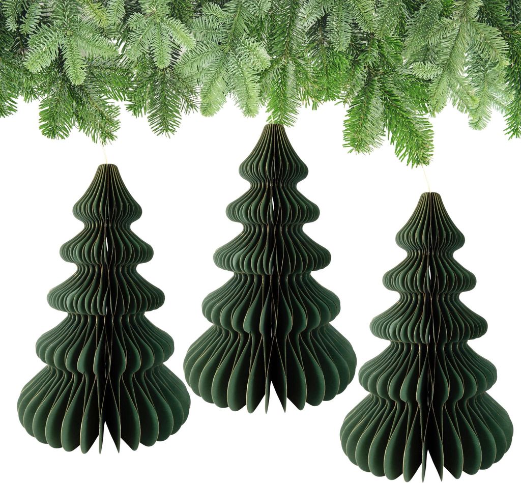 Weihnachtsdeko Tannenbäume zum Aufhängen Dunkelgrün 12er Set