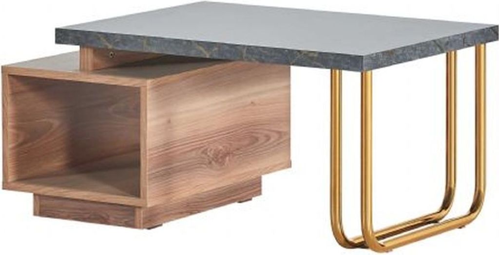 Couchtisch Arbeitszimmer Wohnzimmer Modern Braun Grau Zweifarbig Regal