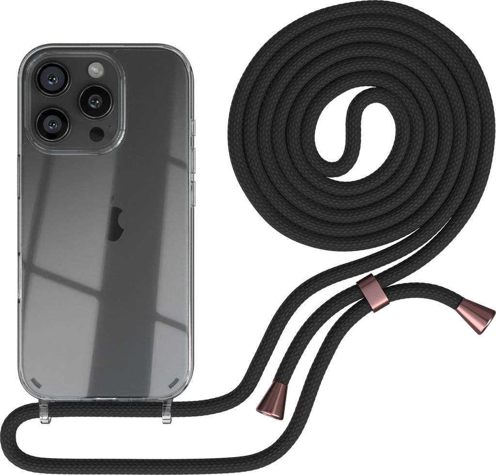 EAZY CASE Handykette mit Hülle für Apple iPhone 16 Pro Backcover Handykette, zum Umhängen in Schwarz