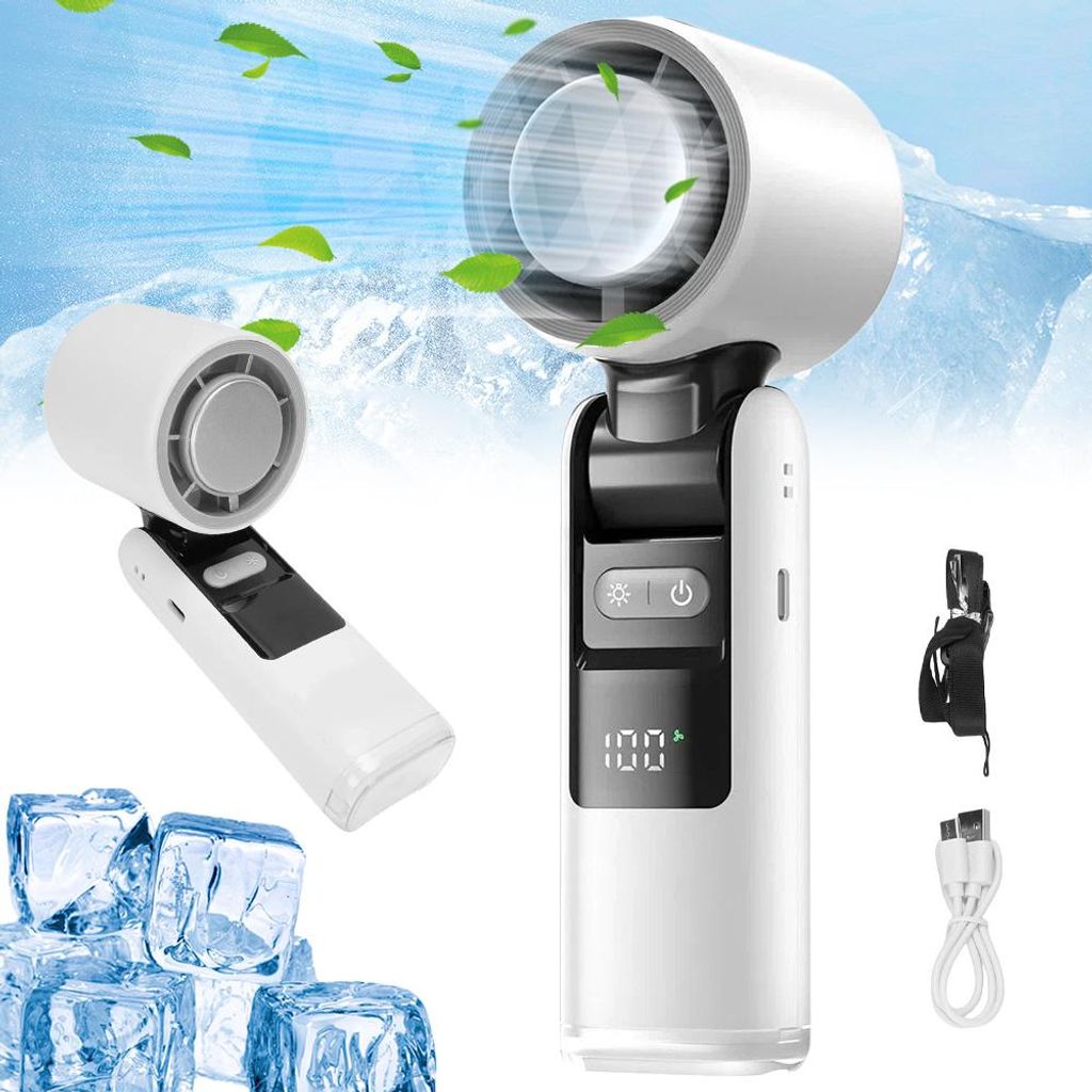 Handventilator, Tragbarer Faltbarer Ventilator, Mini Lüfter, Mini Ventilator, Nackenventilator, 1-199 Geschwindigkeiten, mit Kühlfunktion, USB L...