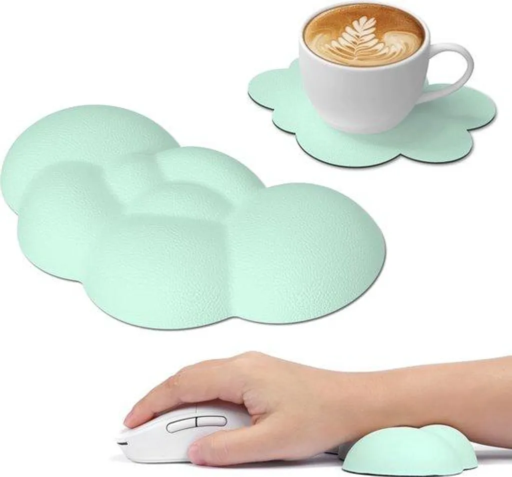 Tapis de souris ergonomique pour bureau vert clair spécial confort XL