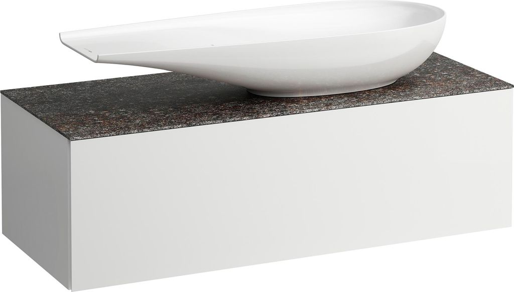LAUFEN ILBAGNOALESSI Schubladenelement, Steinplatte Marrone Naturale, Ausschnitt rechts, 120x50x37cm, zu WT-Schale H81897 4, H4323230972601
