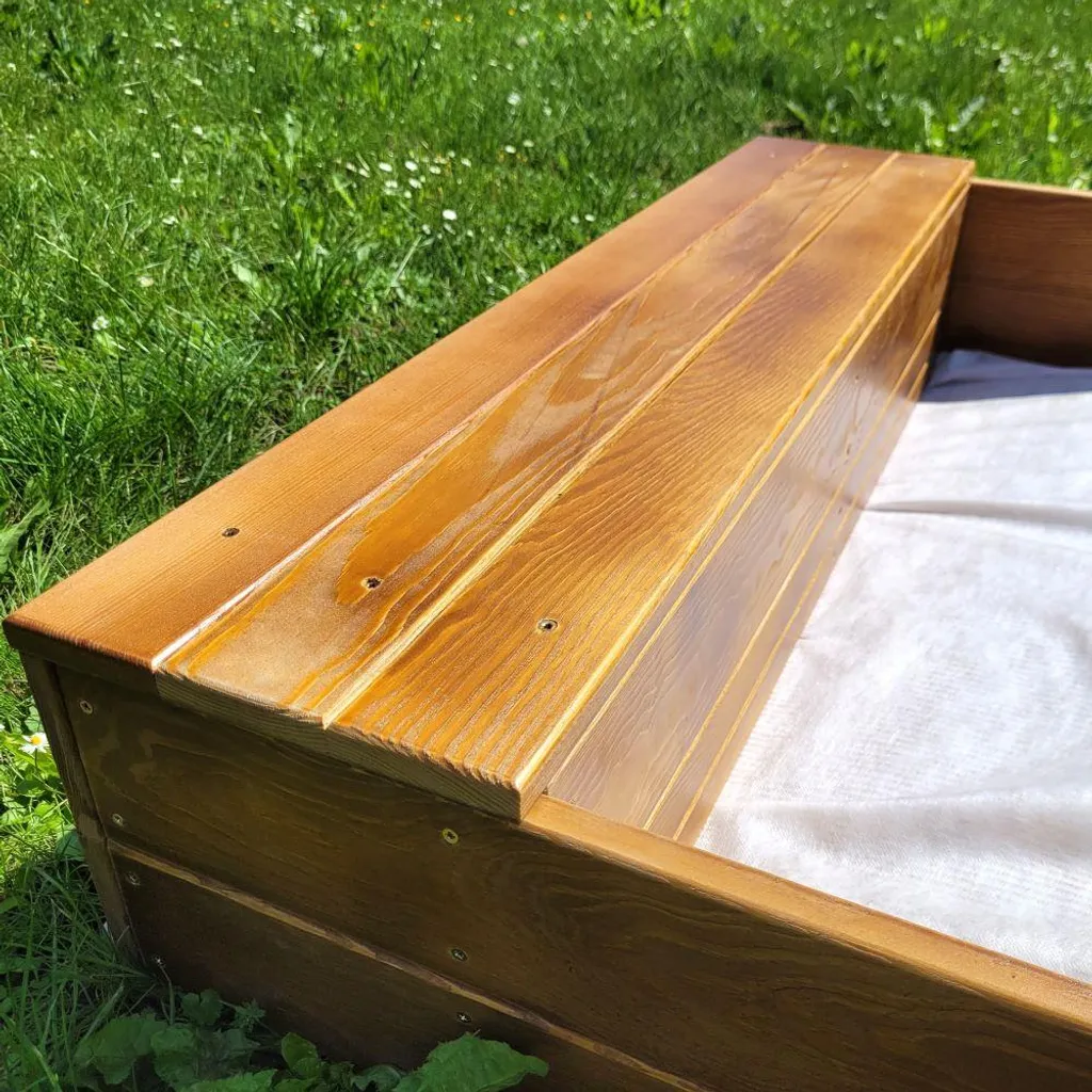 Bac à sable bois avec compartiment de rangement marron anti-UV