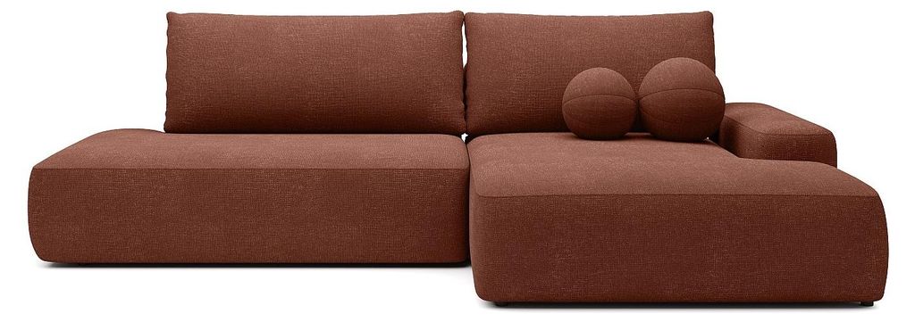 Ecksofa mit Schlaffunktion - Ecke rechts offen - Strukturstoff - Terrakotta - DAVISO