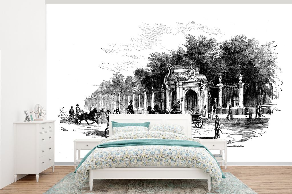 MuchoWow Fototapete für Wohnzimmer oder Schlafzimmer Wandtapete Vinyl Motivtapete Illustration des Eingangs zu Sankt Petersburg - 345x220 cm - W...