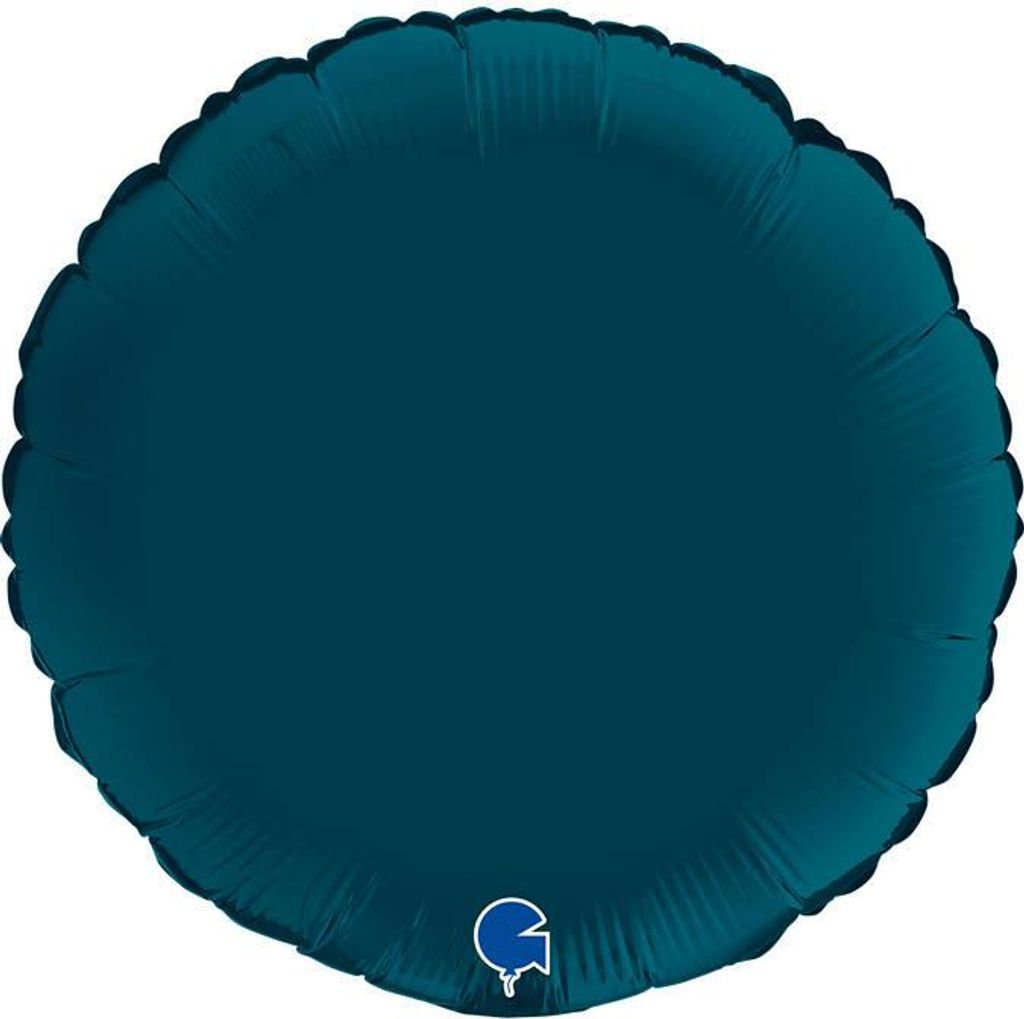 Folienballon - Rund Satin Meeresblau 46 cm, Grabo