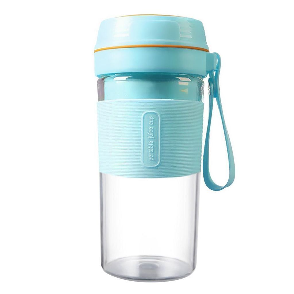 Tragbarer Mixer in persönlicher Größe, Mixer, Fruchtsaftpresse, Mini-Mixer, einhändiges Trinken mit wiederaufladbarem USB,300 ml (Blau)