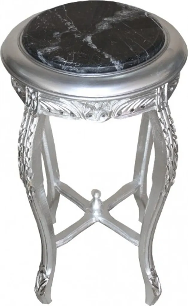 Table d'appoint baroque argent ModY7 72x40 cm - Guéridon chic argenté