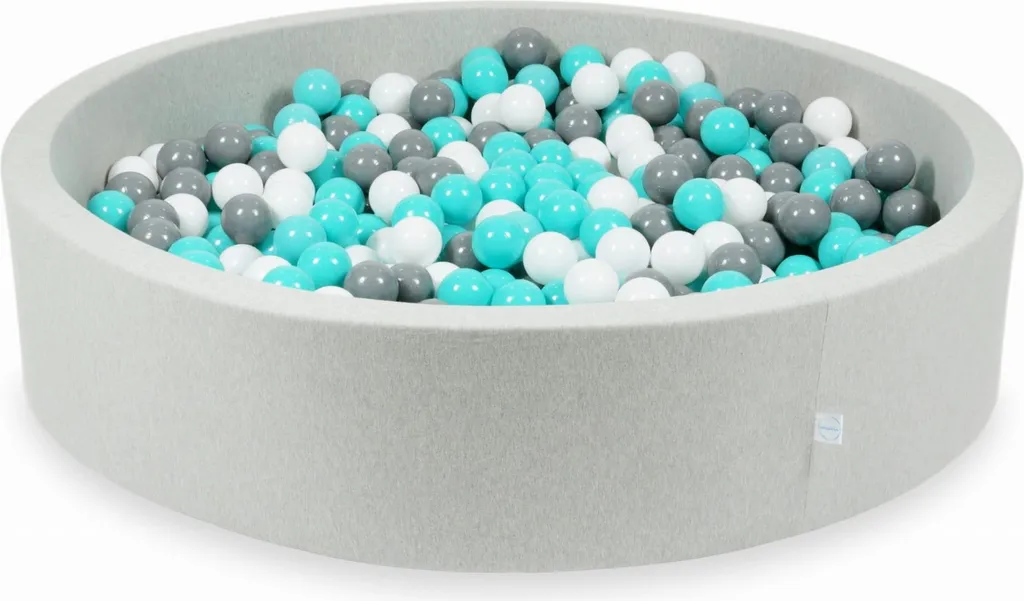 Bassin de séchage gris clair 130x30 cm avec 600 balles multicolores