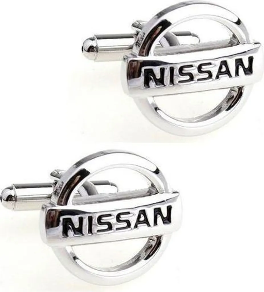 Boutons de manchette Nissan en acier chromé pour chemise d'homme chic