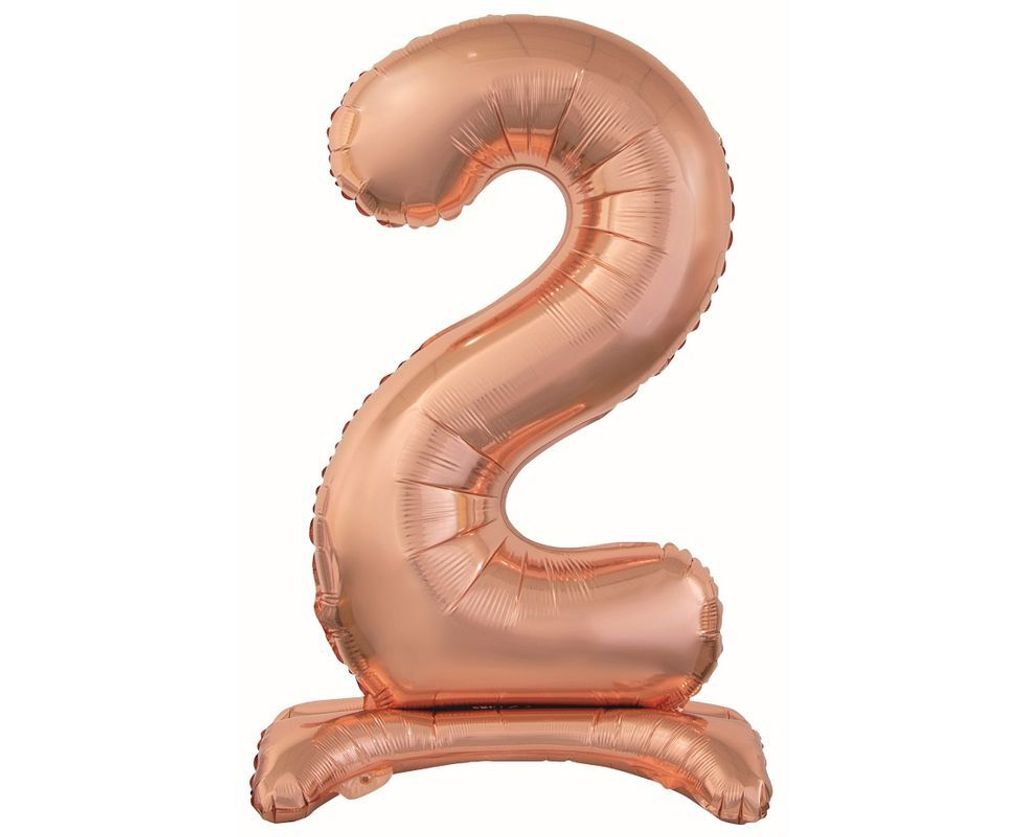 XL Folienballon Zahl 2 Roségold stehend