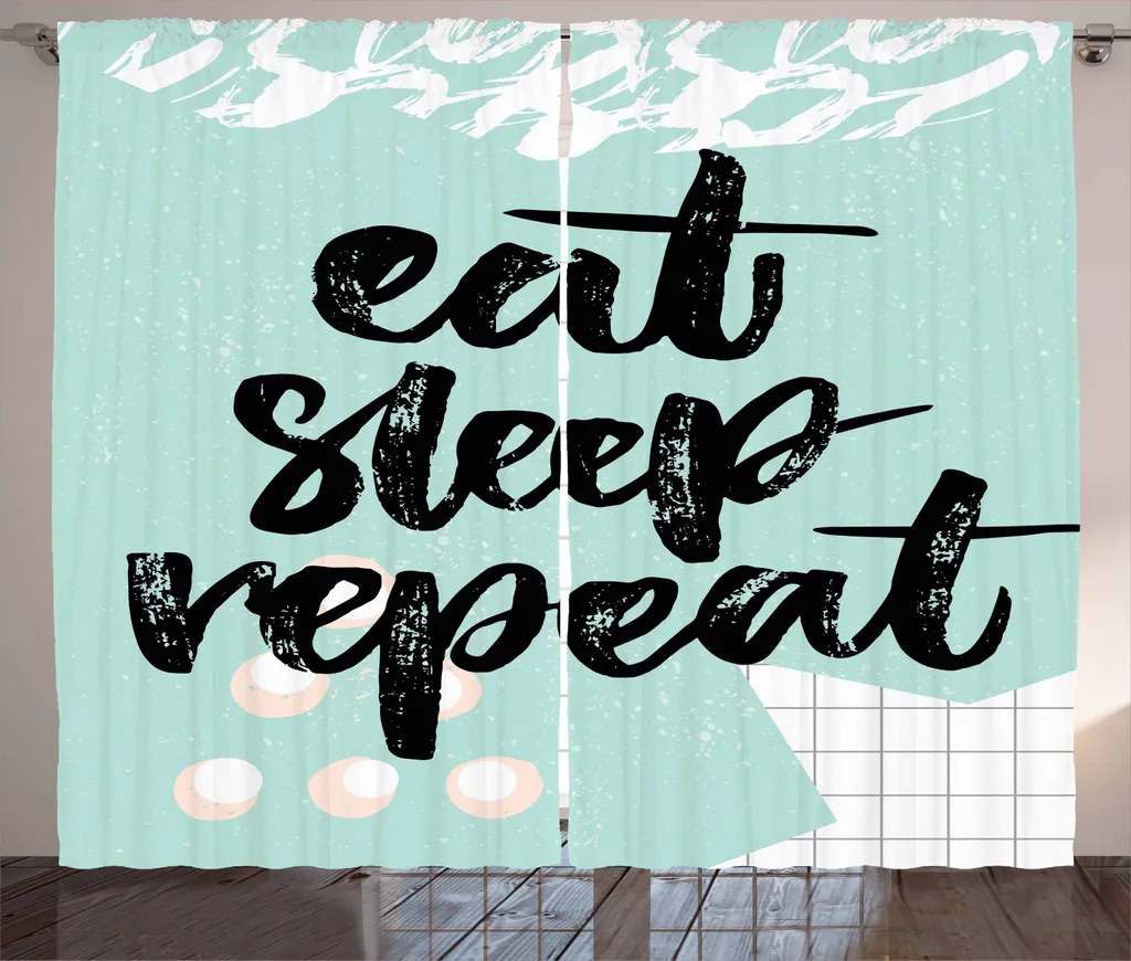 ABAKUHAUS Tenda Rustica Eat Sleep Repeat 280x225cm Verde Menta Bianco