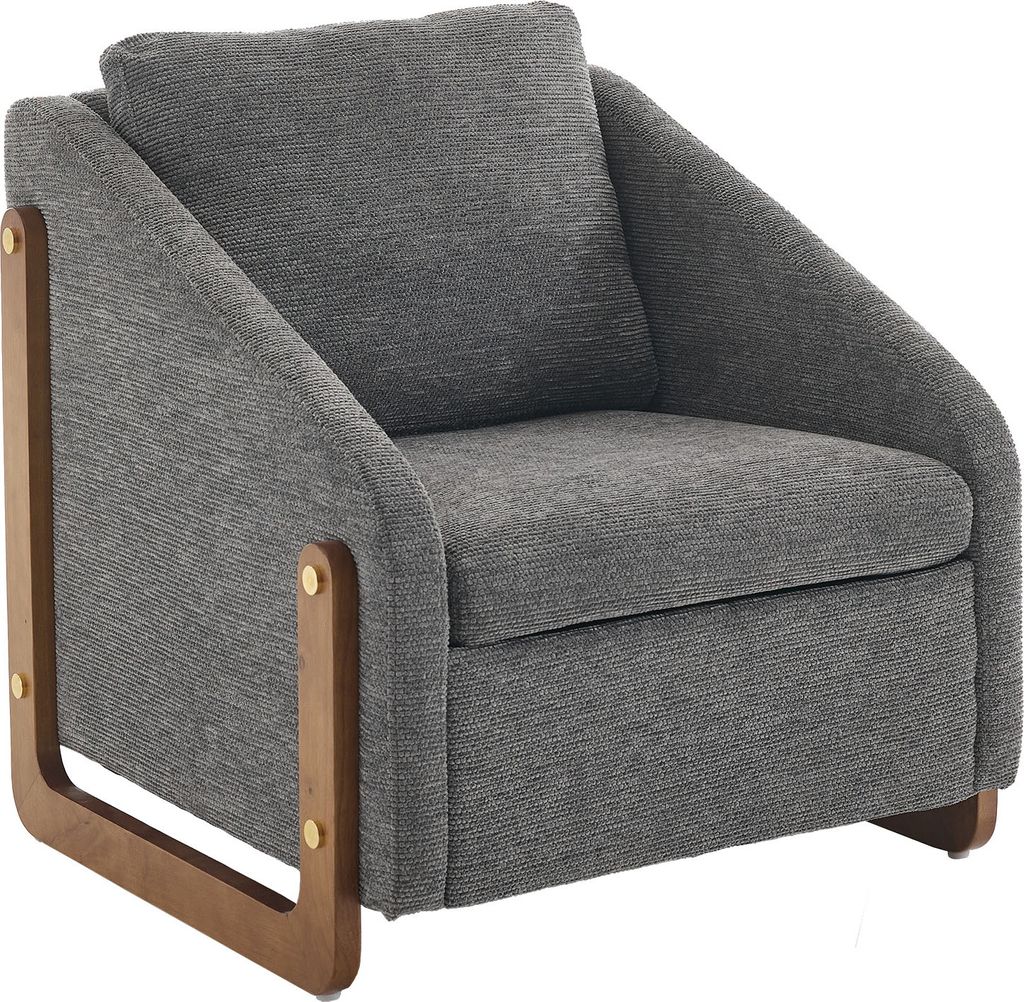 Sessel, Akzentstuhl für Wohnzimmer, Loungesessel, moderner Stuhl mit Armlehne aus Holz, mit Rückenkissen, Chenillestoff,