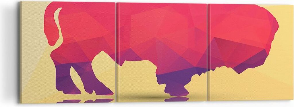 Bild auf Leinwand - Leinwandbild - Bison Illustration Bunt Grafik - 120x40cm - Wand Bild - Wanddeko - Leinwanddruck - Bilder - Kunstdruck - Wanddek...