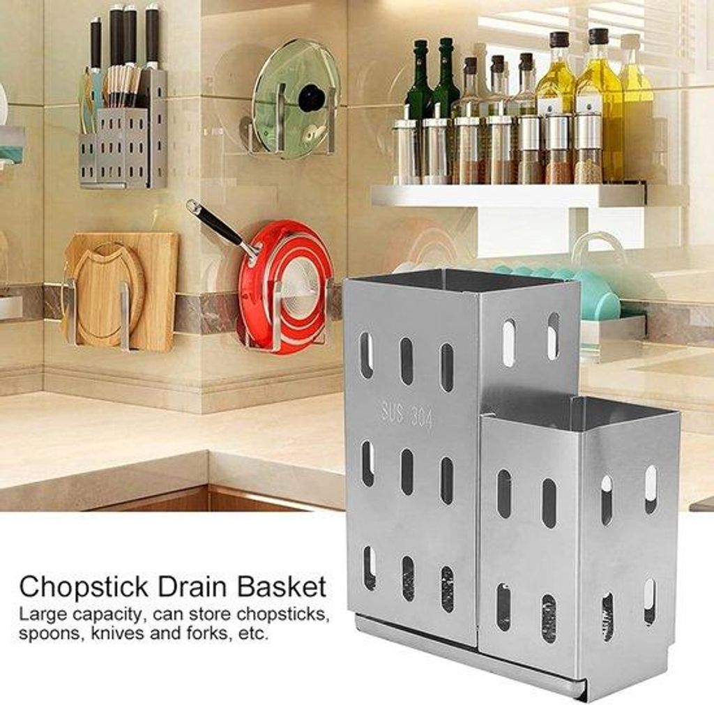 Stahl Besteck Abfluss Mandel - Essstäbchen Halter mit Basis - Küchen Arbeitsfläche Organizer