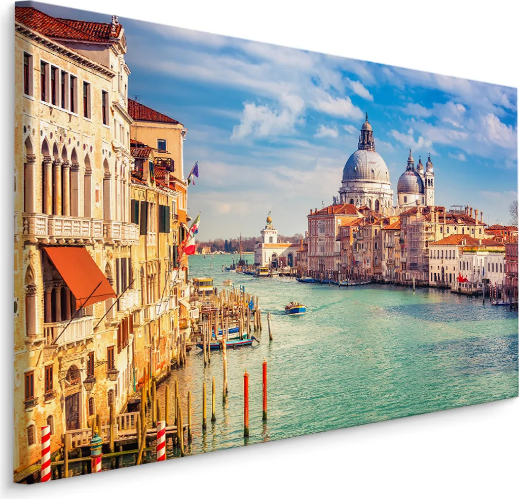 Quadro Artistico Venezia 90x60 XXL - Tela Canvas Gondole al Tramonto