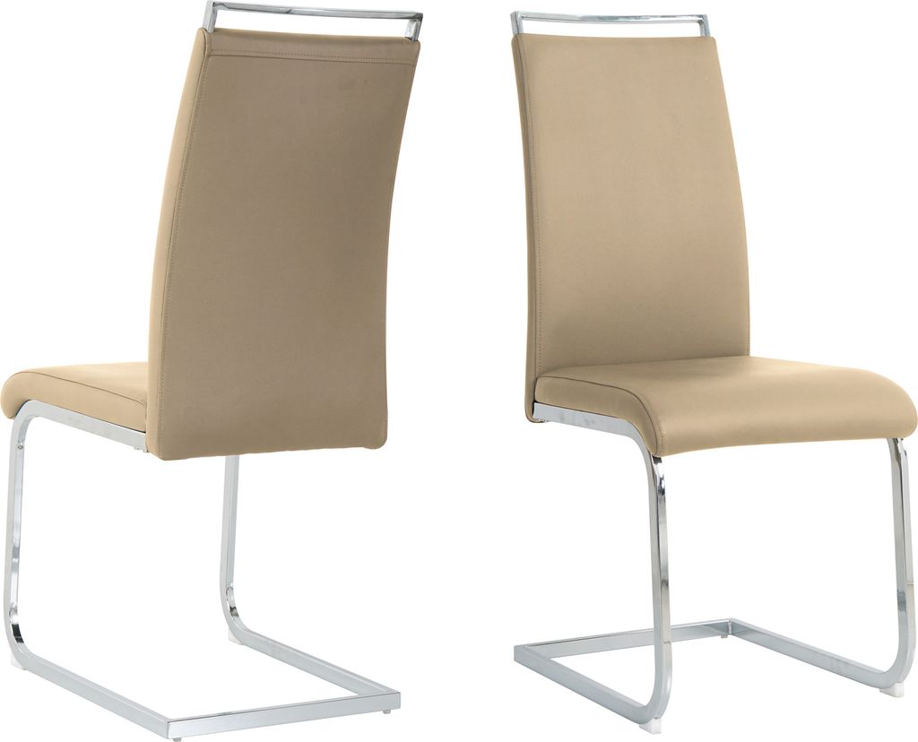 Möbilia Freischwinger-Stuhl 2er Set | Kunstleder | Freischwingergestell | B 42 x T 58 x H 101 cm | taupe – silber | 21020063 | Serie STUHL
