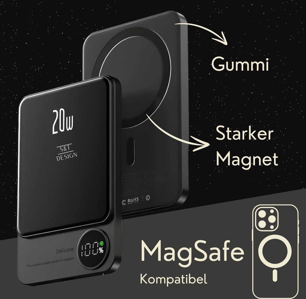 S&T Design Magnetische Powerbank Magsafe kompatibel 5000 Produktbild 3