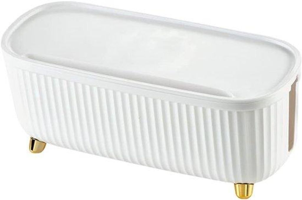 Kabelorganisationsbox aus Kunststoff, weiß, 30,7 x 13,5 x 13,8 cm.