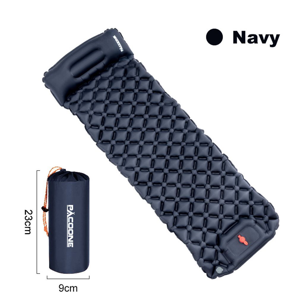 Camping Isomatte – Aufblasbar mit Pumpe & Kissen – Ultraleicht Navy