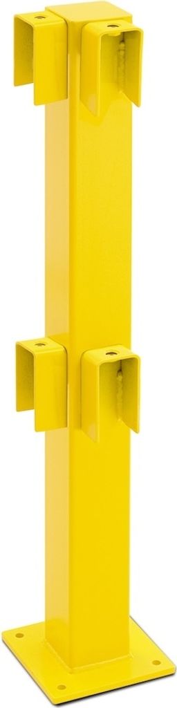 PROREGAL Standpfosten für Rammschutz-Geländer XL-Line | Ecke | HxBxT 100x20x20cm | Kunststoffbeschichteter Stahl | Gelb