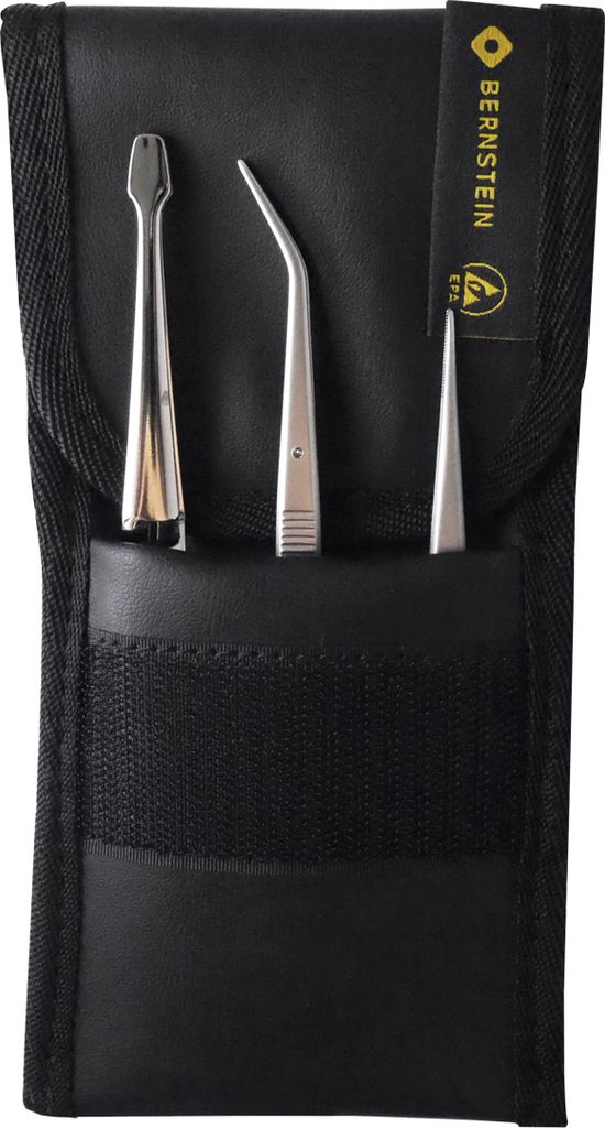 Bernstein Werkzeugfabrik 5-110 Pinzetten-Set 3teilig Schaufel Spitz fein gebogen